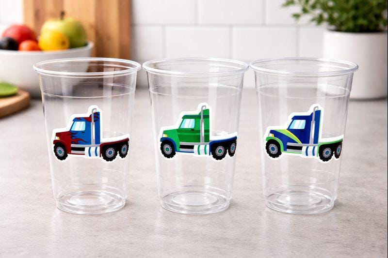SEMI TRUCK PARTY Cups - Semi Truck Treat Cups Semi Truck Birthday Semi Truck Party Semi Truck Party Favors, Semi Truck Cup Semi Truck Favors