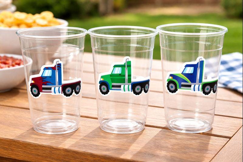 SEMI TRUCK PARTY Cups - Semi Truck Treat Cups Semi Truck Birthday Semi Truck Party Semi Truck Party Favors, Semi Truck Cup Semi Truck Favors