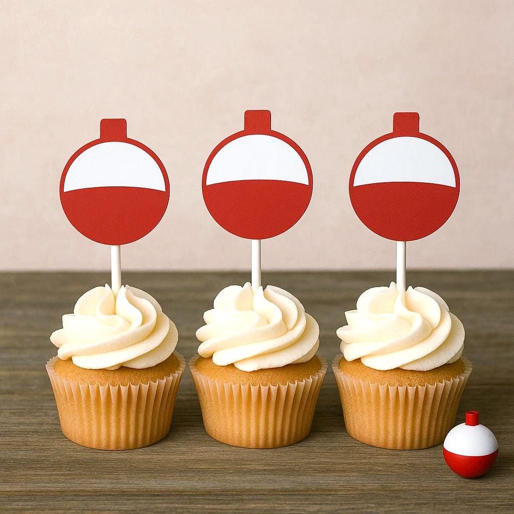 Fishing Cupcake Toppers, Fishing Bobber Cupcake Toppers, Fishing Party Cupcake Toppers, Fishing Birthday, Fishing Party, Fishing Baby Shower