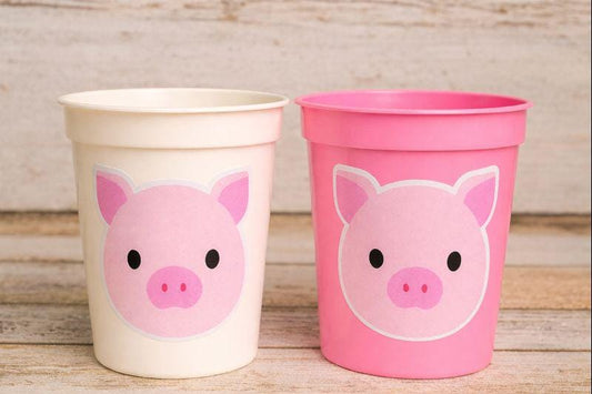 FARM ANIMAL CUPS - Cow party cups Pig party cups Pig Party cups Farm Birthday Farm Decorations Farm Party Farm animal favors Farm cups