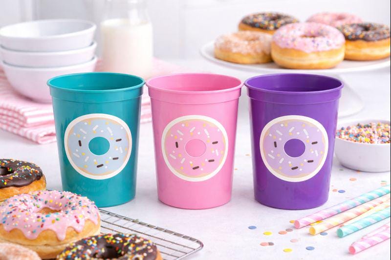DONUT PARTY CUPS- Donut Birthday Party Donut Grow Up Donut Party Decoration Donut Birthday Decoration Donut First Birthday Donut Baby Shower