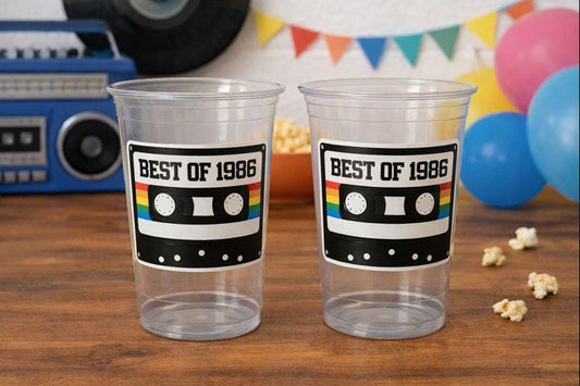 40th PARTY CUPS 40th Birthday Decoration 40th Party Favors 40th Party 40th Birthday Cassette Tape Party Best of 1985 Birthday Vintage 1985