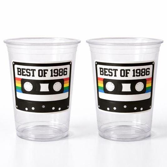 40th PARTY CUPS 40th Birthday Decoration 40th Party Favors 40th Party 40th Birthday Cassette Tape Party Best of 1986 Birthday Vintage 1986