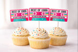 Pink 40th Birthday Party Cupcake Toppers Pink Cassette 40th Birthday Cupcake Toppers Best of 1983 Birthday Vintage 1983 Party 40th Birthday