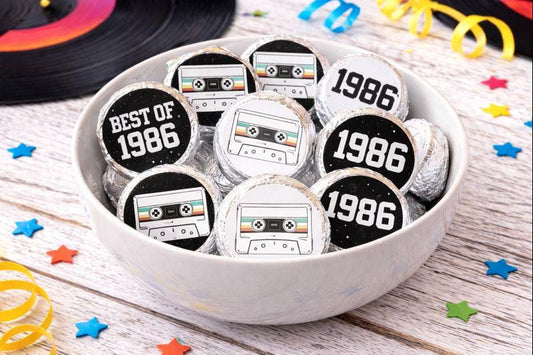 180 - 40th Birthday Cassette Tape Stickers 40th Birthday Party Favor Stickers for Candy Vintage 1983 40th Birthday Best of 1983 Birthday