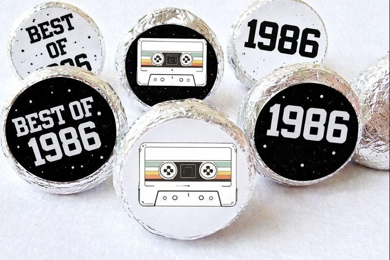 180 - 40th Birthday Cassette Tape Stickers 40th Birthday Party Favor Stickers for Candy Vintage 1983 40th Birthday Best of 1983 Birthday