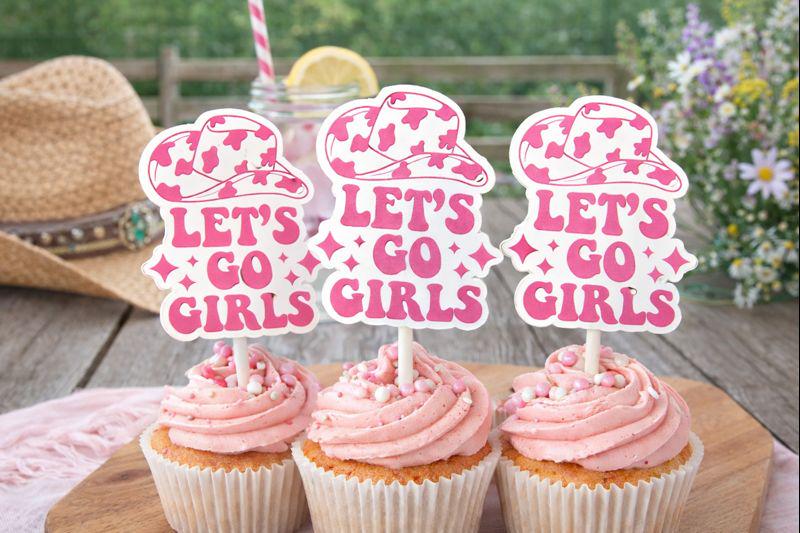 Cowgirl Cupcake Toppers Let's Go Girls Cupcake Toppers Bachelorette Party Cupcake Toppers Bachelorette Decorations Cowgirl Bachelorette