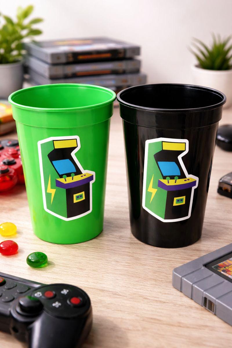 VIDEO GAME PARTY Cups - Video Game Cups Video Game Party Cups Level Up Party Decorations Gamer Baby Shower Decorations Video Game Birthday