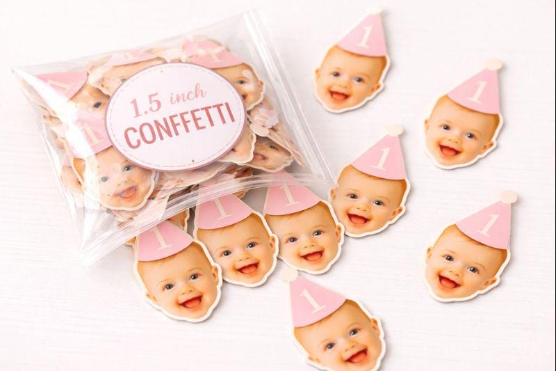 Custom Photo Confetti – 1.5 Inch Face Confetti – Personalized Birthday Table Scatter – Photo Party Decor