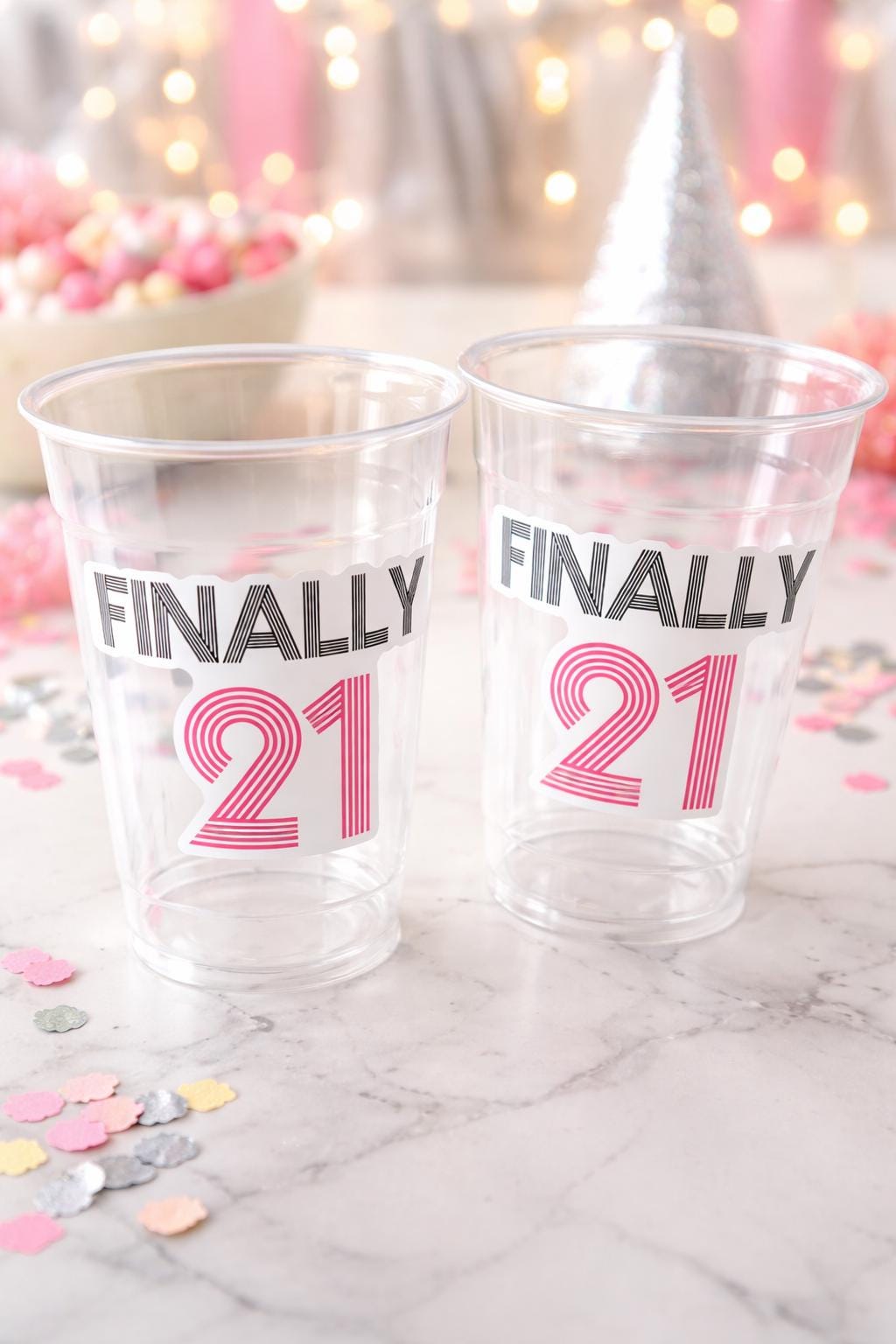 21st PARTY CUPS -21st Birthday Party 21st Party Decorations 21st Party Favors 21st Birthday 21 Birthday Party 21st Party Supplies Finally 21