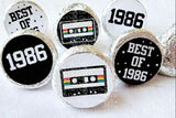 180 - 40th Birthday Cassette Tape Stickers 40th Birthday Party Favor Stickers for Candy Vintage 1986 40th Birthday Best of 1986 Birthday