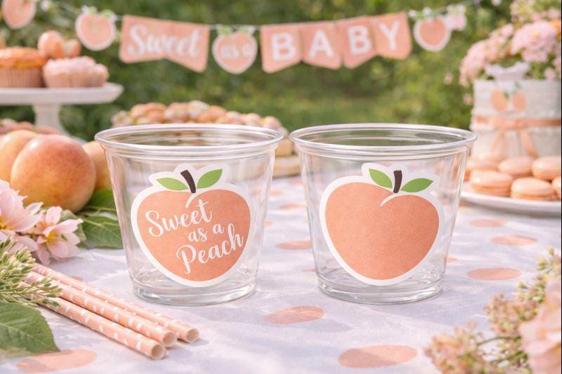 PEACH PARTY CUPS- Peach Birthday Party Peach First Birthday Peach 1st Birthday Peach Party Decorations Peach Party Supplies Sweet as a Peach