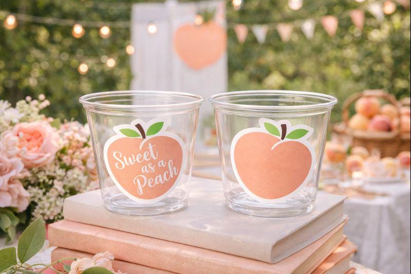 PEACH PARTY CUPS- Peach Birthday Party Peach First Birthday Peach 1st Birthday Peach Party Decorations Peach Party Supplies Sweet as a Peach