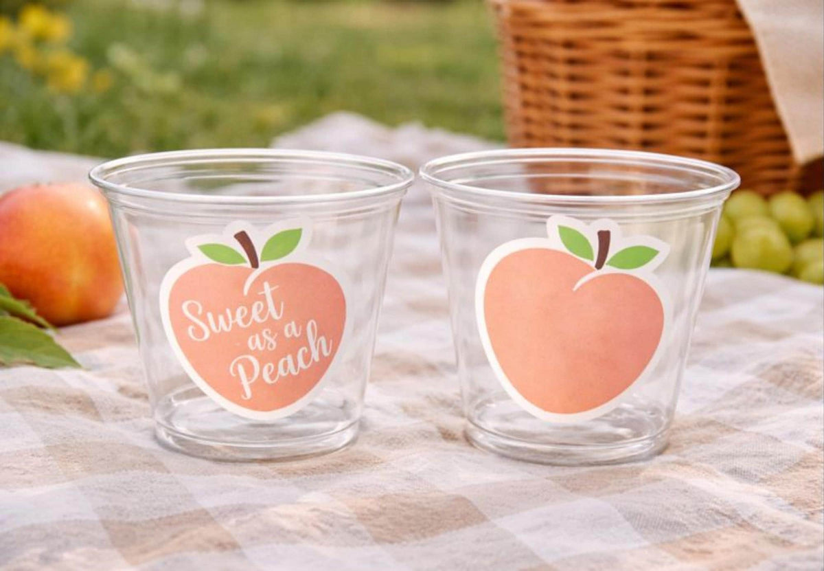 PEACH PARTY CUPS- Peach Birthday Party Peach First Birthday Peach 1st Birthday Peach Party Decorations Peach Party Supplies Sweet as a Peach