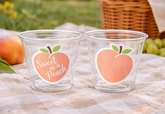 PEACH PARTY CUPS- Peach Birthday Party Peach First Birthday Peach 1st Birthday Peach Party Decorations Peach Party Supplies Sweet as a Peach