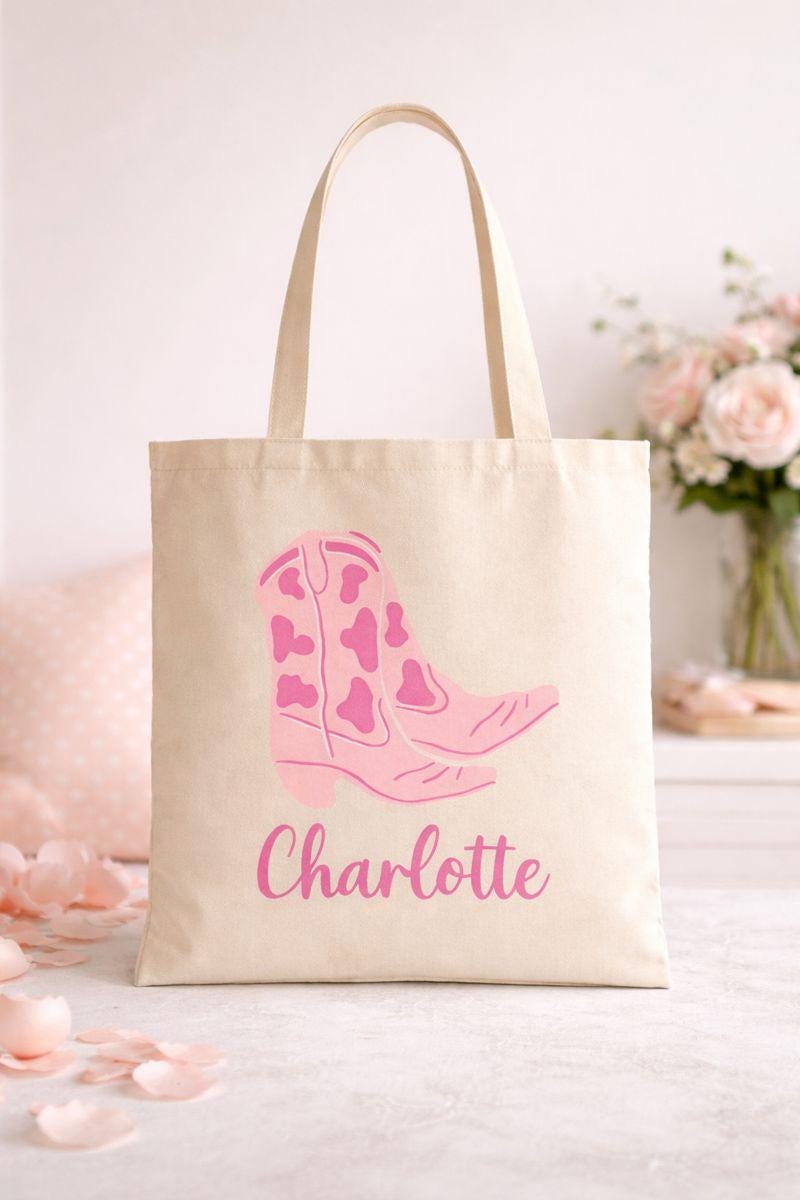 Personalized Name Tote, Bridesmaid Tote, Bridesmaids Totes, Cowgirl Bachelorette Gifts, Cowgirl Bachelorette Tote Bags, Bridesmaid Gift Tote