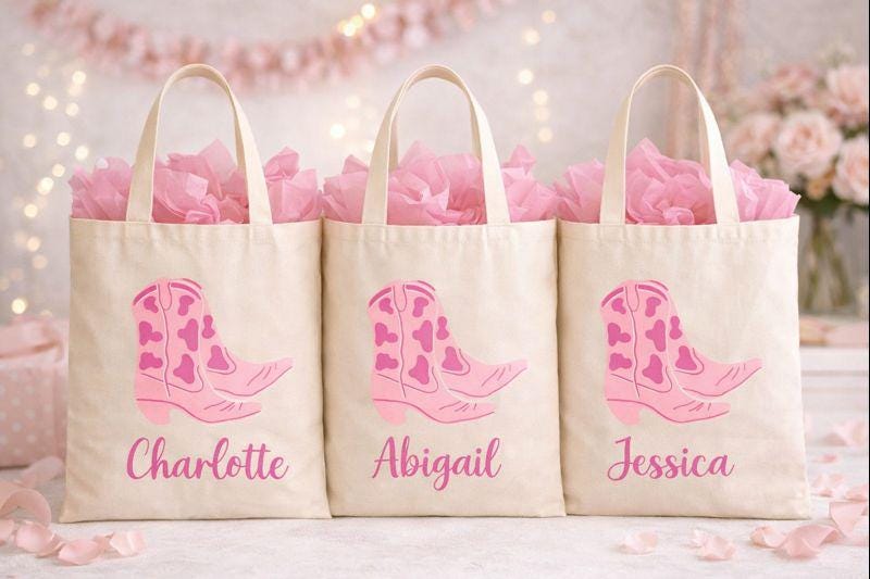 Personalized Name Tote, Bridesmaid Tote, Bridesmaids Totes, Cowgirl Bachelorette Gifts, Cowgirl Bachelorette Tote Bags, Bridesmaid Gift Tote