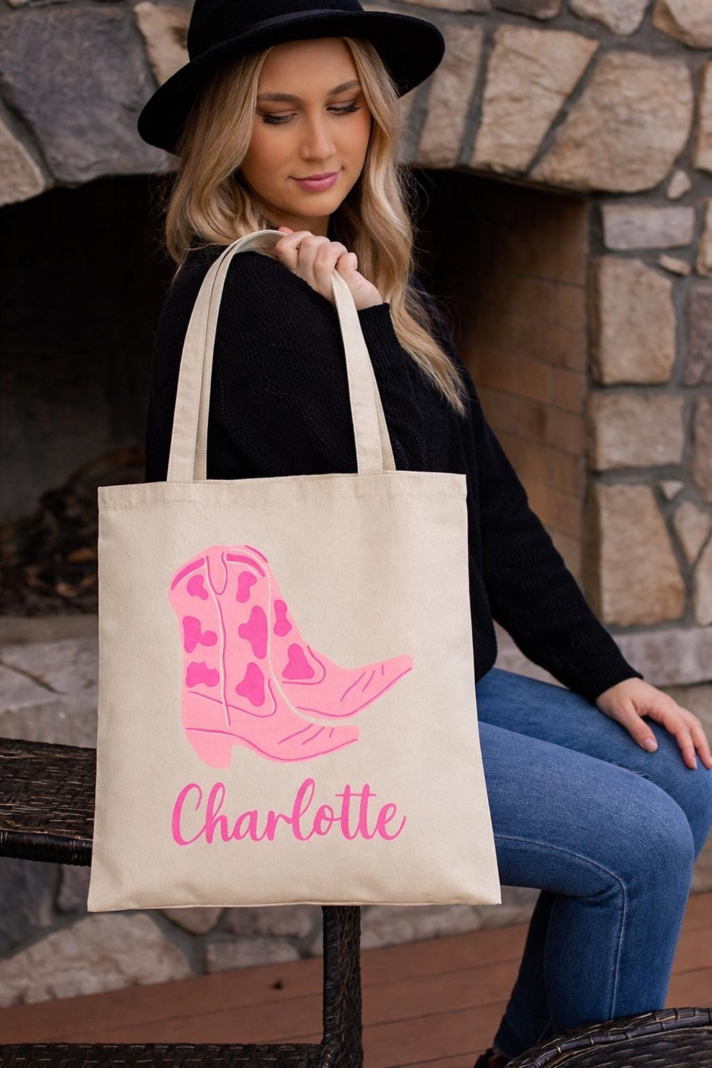Personalized Name Tote, Bridesmaid Tote, Bridesmaids Totes, Cowgirl Bachelorette Gifts, Cowgirl Bachelorette Tote Bags, Bridesmaid Gift Tote