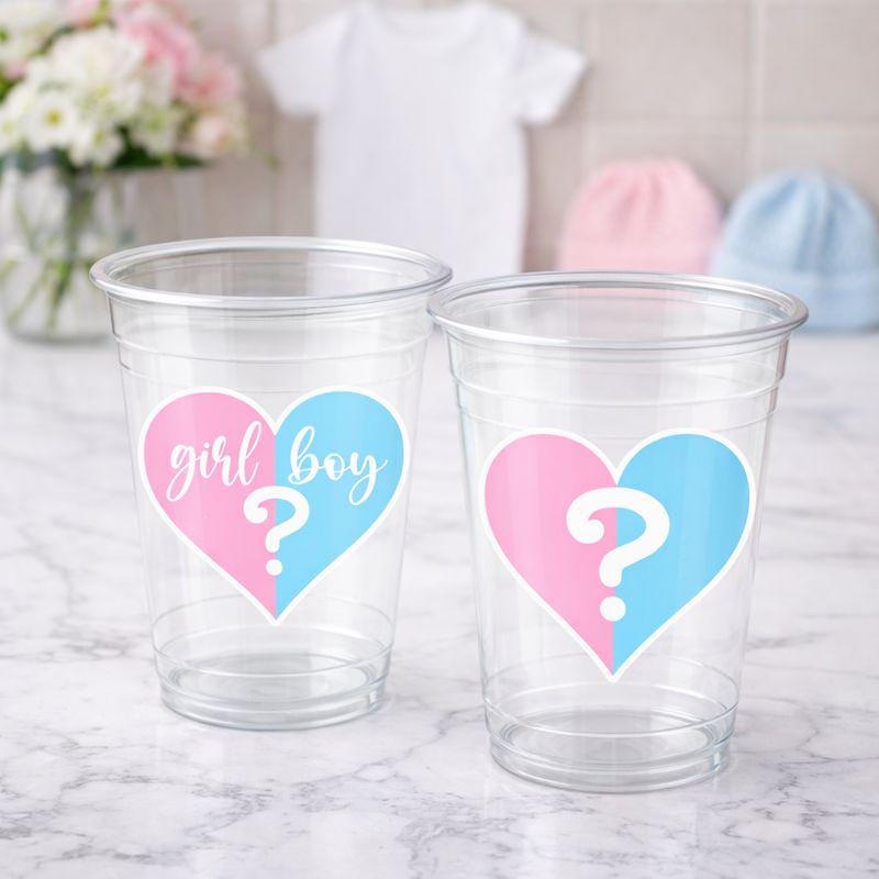 GENDER REVEAL Party Cups - Pink and Blue Party Cups Gender Reveal Party Favors One Piece Gender Reveal Gender Reveal Decorations Baby Shower