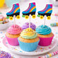 Roller Skate Cupcake Toppers - 80's party, 80's birthday party, Colorful Roller Skate Cupcake Toppers