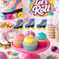 Roller Skate Cupcake Toppers - 80's party, 80's birthday party, Colorful Roller Skate Cupcake Toppers