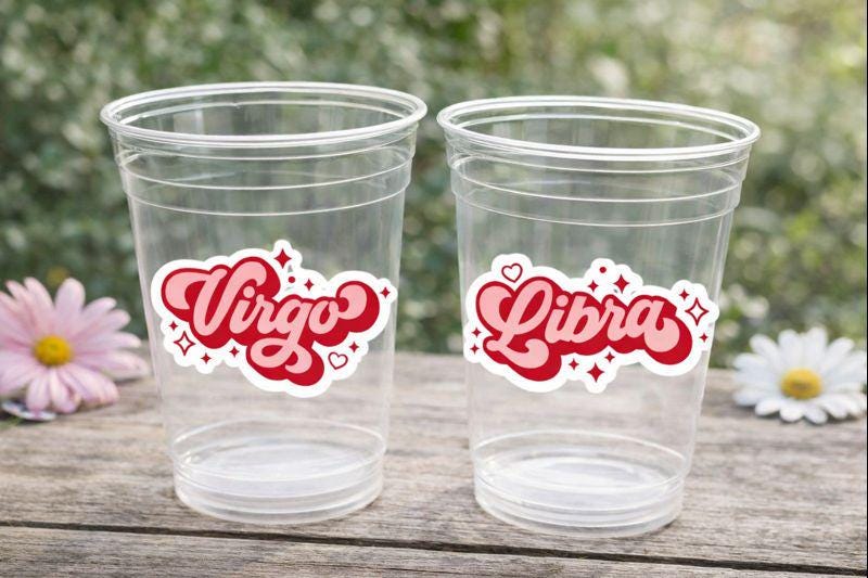 ZODIAC PARTY CUPS - Zodiac Sign Cups Astrology Sign Party Cups Zodiac Party Favors Cups Zodiac Nutrition facts Astrology Cups Horoscope Cups