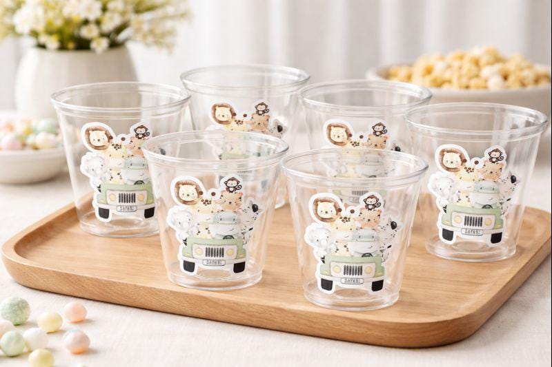 SAFARI PARTY CUPS - Safari Birthday Cups Safari Birthday Safari Party Safari Decorations Safari Baby Shower Safari Favors Jungle Party Cups