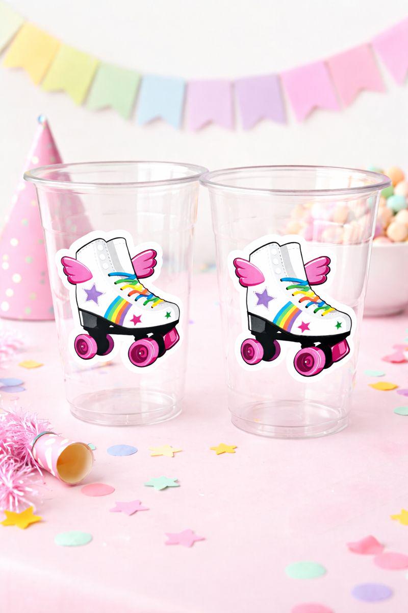 ROLLER SKATE PARTY Cups - Roller Skating Birthday Cups Skate Party Favors Skating Party Cups Roller Skating Birthday 80's Birthday Party
