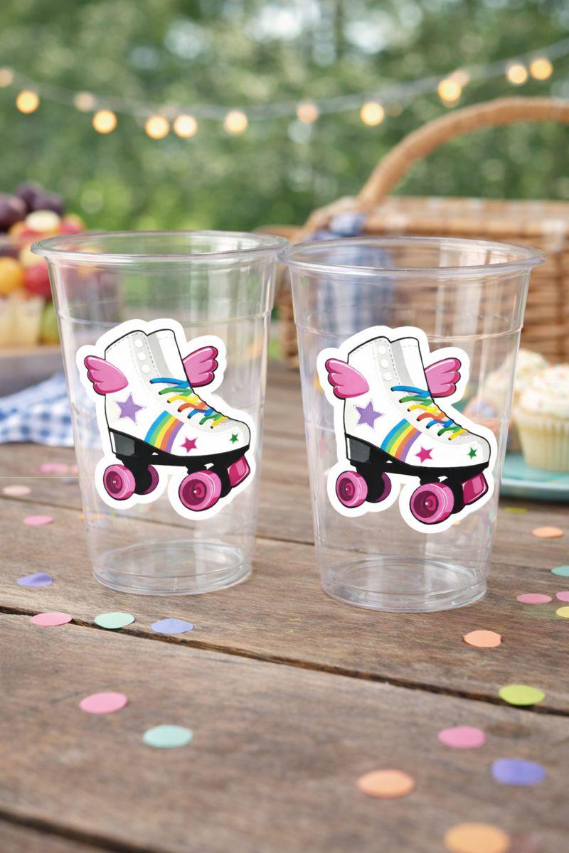 ROLLER SKATE PARTY Cups - Roller Skating Birthday Cups Skate Party Favors Skating Party Cups Roller Skating Birthday 80's Birthday Party