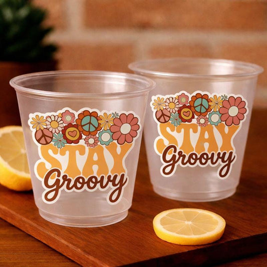 70S PARTY CUPS -70's Birthday Cups 70's Party Cups 70s Decorations 70's Birthday Party 70s Birthday Party Decorations Hippy Two Groovy Cups