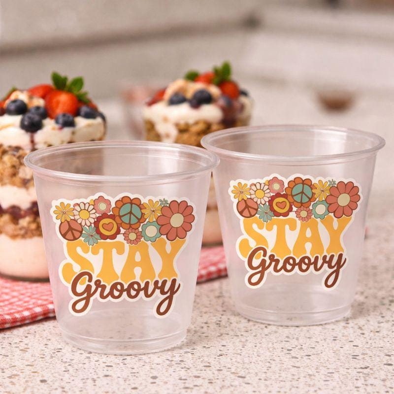 70S PARTY CUPS -70's Birthday Cups 70's Party Cups 70s Decorations 70's Birthday Party 70s Birthday Party Decorations Hippy Two Groovy Cups