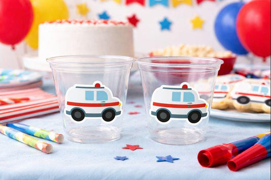 AMBULANCE PARTY CUPS - Emergency Vehicles Birthday Party Decorations Ambulance Birthday Party Party Cups Ambulance Party Favors Party Favors