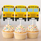 School Bus Cupcake Toppers, School Birthday Decorations, School Party Decorations, School Bus Birthday, School Bus Cake Toppers, Bus Picks