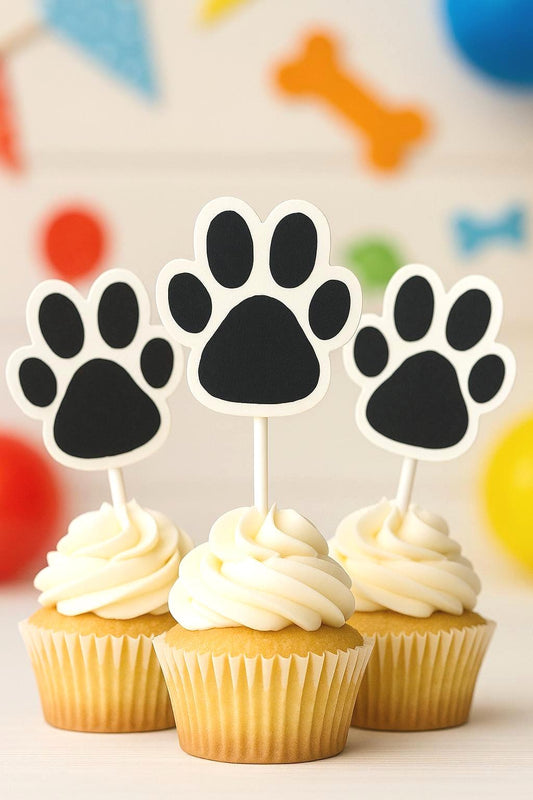 Paw Print Cupcake Toppers, Puppy Party Cupcake Topper, Dog Birthday Decorations, Paw Print Party Supplies, Paw Print Cake Toppers, Dog Party