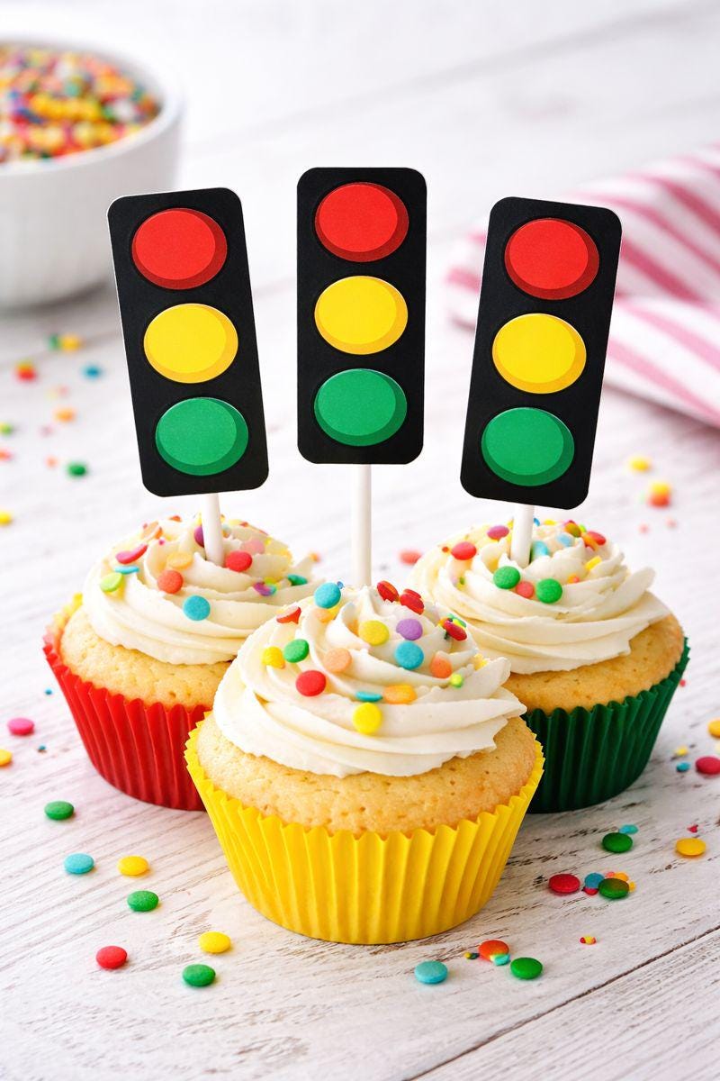 Traffic Light Cupcake Toppers