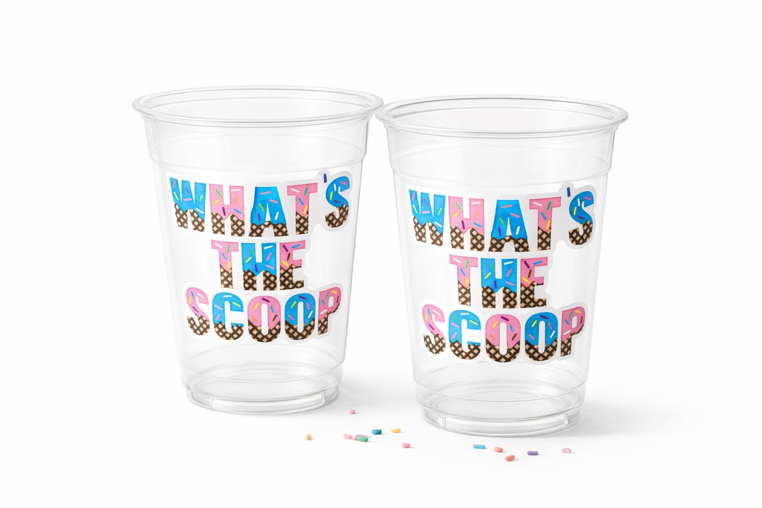 WHAT'S THE SCOOP Ice Cream Cups Ice Cream Gender Reveal Party Ice Cream Baby Shower Pink Blue Ice Cream Baby Shower Ice Cream Party Favors