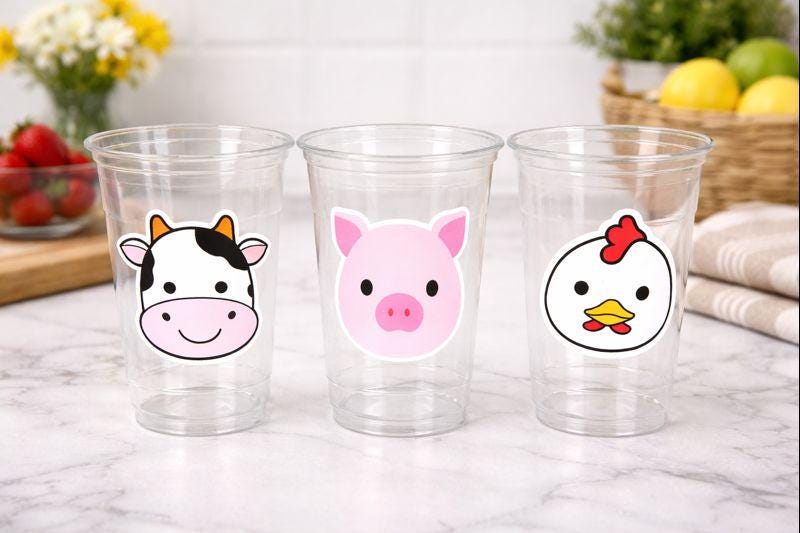 FARM PARTY Cups - Farm Cups Farm Animal Cups Farm First Birthday Farm Baby Shower Barnyard Party Farm Birthday Decorations Farm Party Favors
