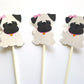 Pug Cupcake Toppers, Puppy Party Cupcake Toppers - Girl Pug Cupcake Toppers Puppy Party Cupcake Toppers - Pug Cupcake Toppers Pug Birthday