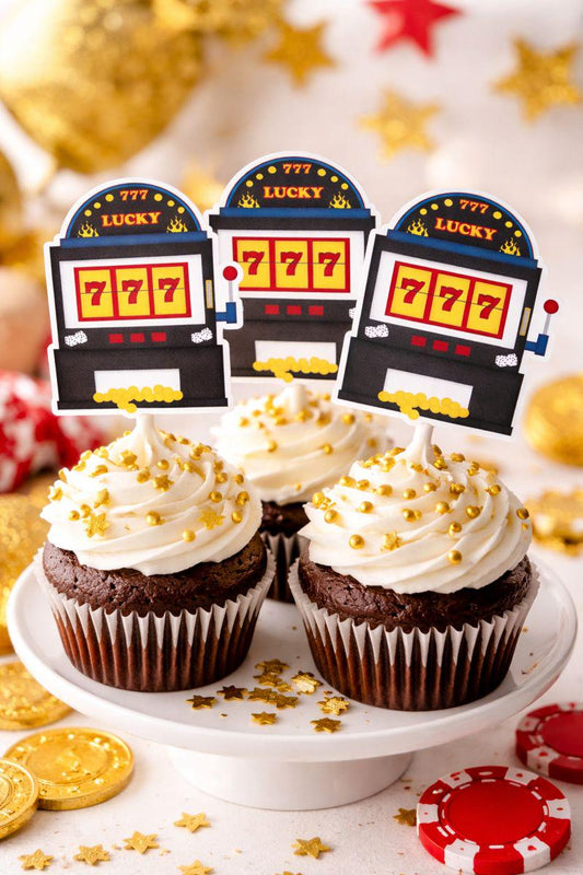 Casino Cupcake Toppers Casino Party Casino Night Casino Party Decorations Slot Machine Cupcake Toppers Slot Casino Birthday Slot Machine