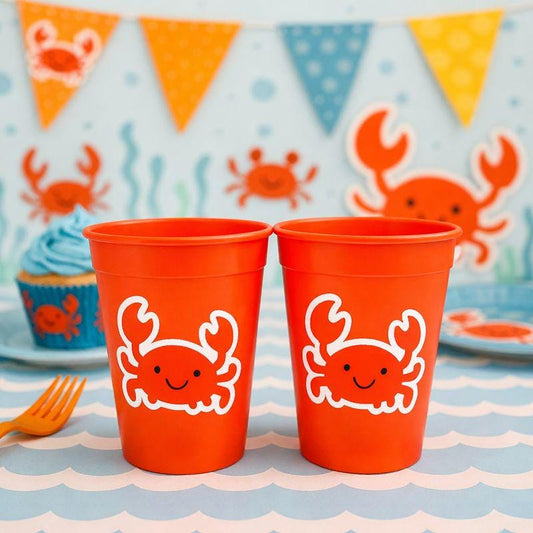 Crab Party Cups, Under the Sea Birthday Cups, Crab Treat Cup, Crab Party Favors, Ocean Baby Shower Decorations, Beach Party Cups, Crab Party