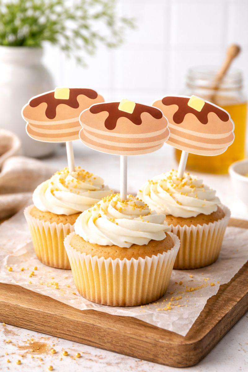 Pancake Cupcake Toppers, Pancakes and Pajamas Decorations, Pancake Cake Toppers, Pancake Party Supplies, Pancake Birthday Party, Sleepover