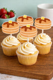Pancake Cupcake Toppers, Pancakes and Pajamas Decorations, Pancake Cake Toppers, Pancake Party Supplies, Pancake Birthday Party, Sleepover