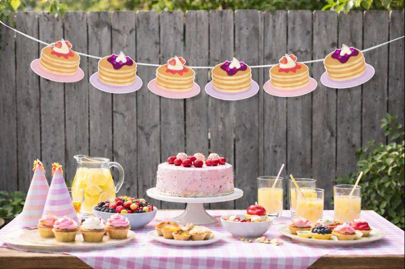Pancake Garland, Pancake Birthday Banner, Pancake Banner, Pancakes and Pajamas, Slumber Party, Pancake Photo Prop, Pancake Decorations