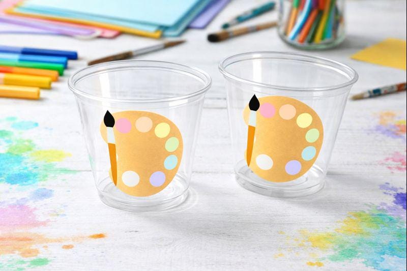 ART PARTY CUPS - Art Painting Party Treat Cups Paint Party Favors Art Party Cups Art Party Paint Pallette Painting Party Favors Paint Favor