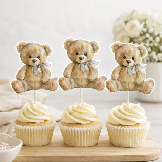 Teddy Bear Cupcake Toppers Teddy Bear Baby Shower Cupcake Toppers Teddy Bear Cake Toppers Teddy Bear Birthday Decorations Teddy Bear Party