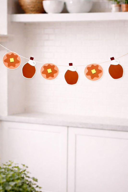 Pancake and Syrup Garland, Pancake Garland, Pancake Banner, Pancakes and Pajamas, Slumber Party, Pancake Photo Prop, Pancake Decorations