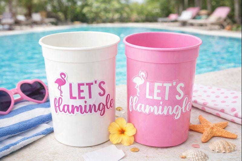 LET'S FLAMINGLE PARTY Cups - Flamingo Bachelorette Cups Flamingo Birthday Decorations Flaming Baby Shower Flamingo Bachelorette Party Favors