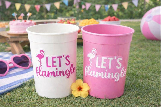 LET'S FLAMINGLE PARTY Cups - Flamingo Bachelorette Cups Flamingo Birthday Decorations Flaming Baby Shower Flamingo Bachelorette Party Favors