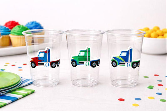 SEMI TRUCK PARTY Cups - Semi Truck Treat Cups Semi Truck Birthday Semi Truck Party Semi Truck Party Favors, Semi Truck Cup Semi Truck Favors