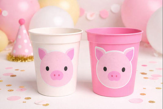 FARM ANIMAL CUPS - Cow party cups Pig party cups Pig Party cups Farm Birthday Farm Decorations Farm Party Farm animal favors Farm cups